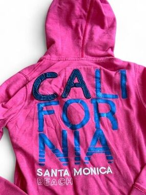 Vintage Hollister Pink Zip Up Hoodie Y2K Surf Co Logo Size M